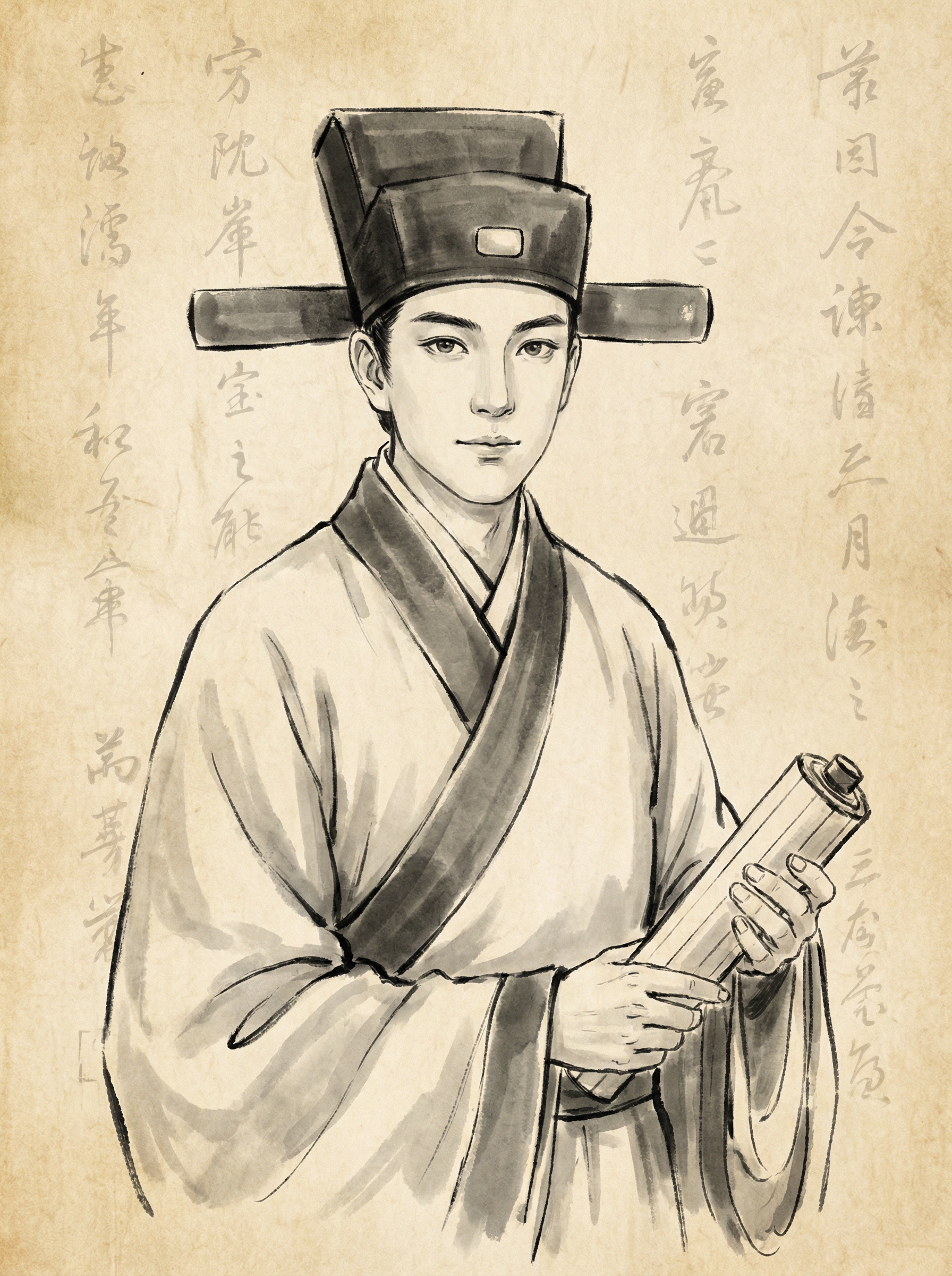 开元棋牌 - 宋代国手刘仲甫水墨画像